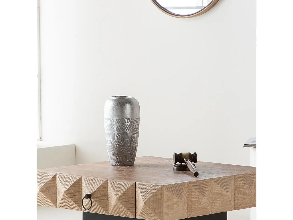 Silberne Keramikvase 15x15x29,5h cm