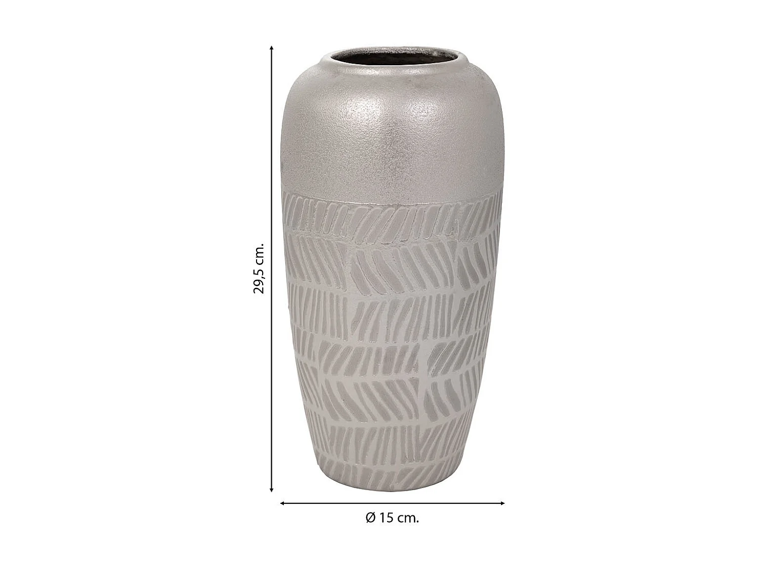 Vaso in ceramica argento 15x15x29,5h