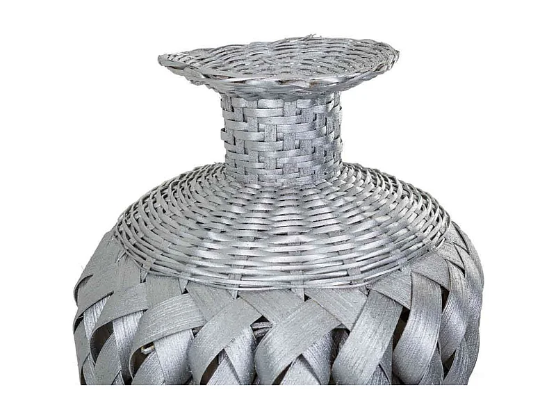 Silberlackierte Bambusvase 15x26x36h cm