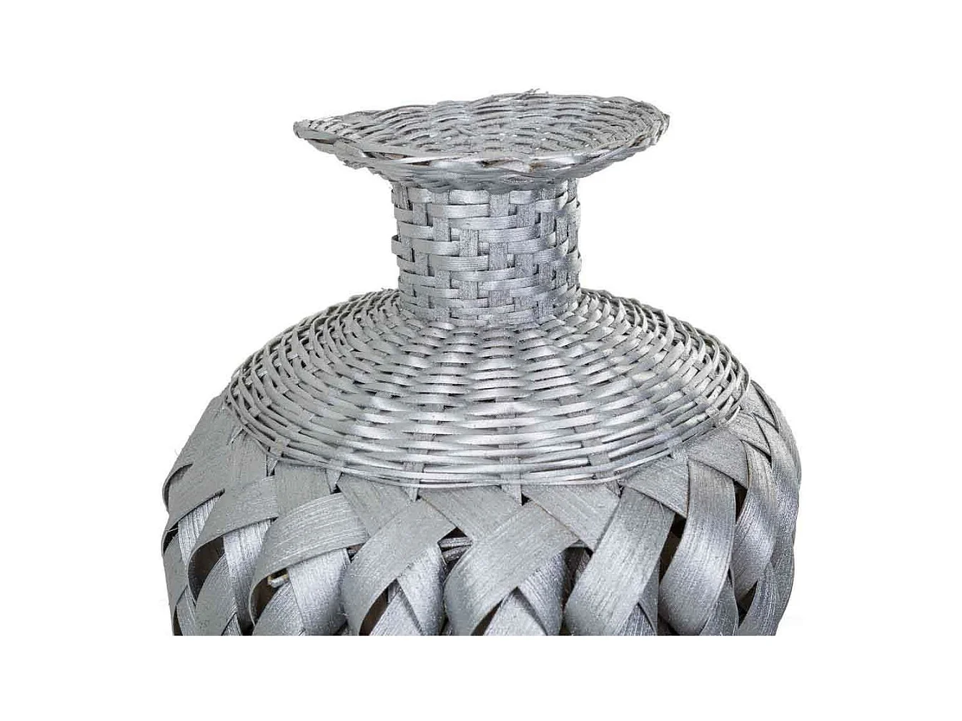 Vase en bambou laqué argenté 15x26x36h