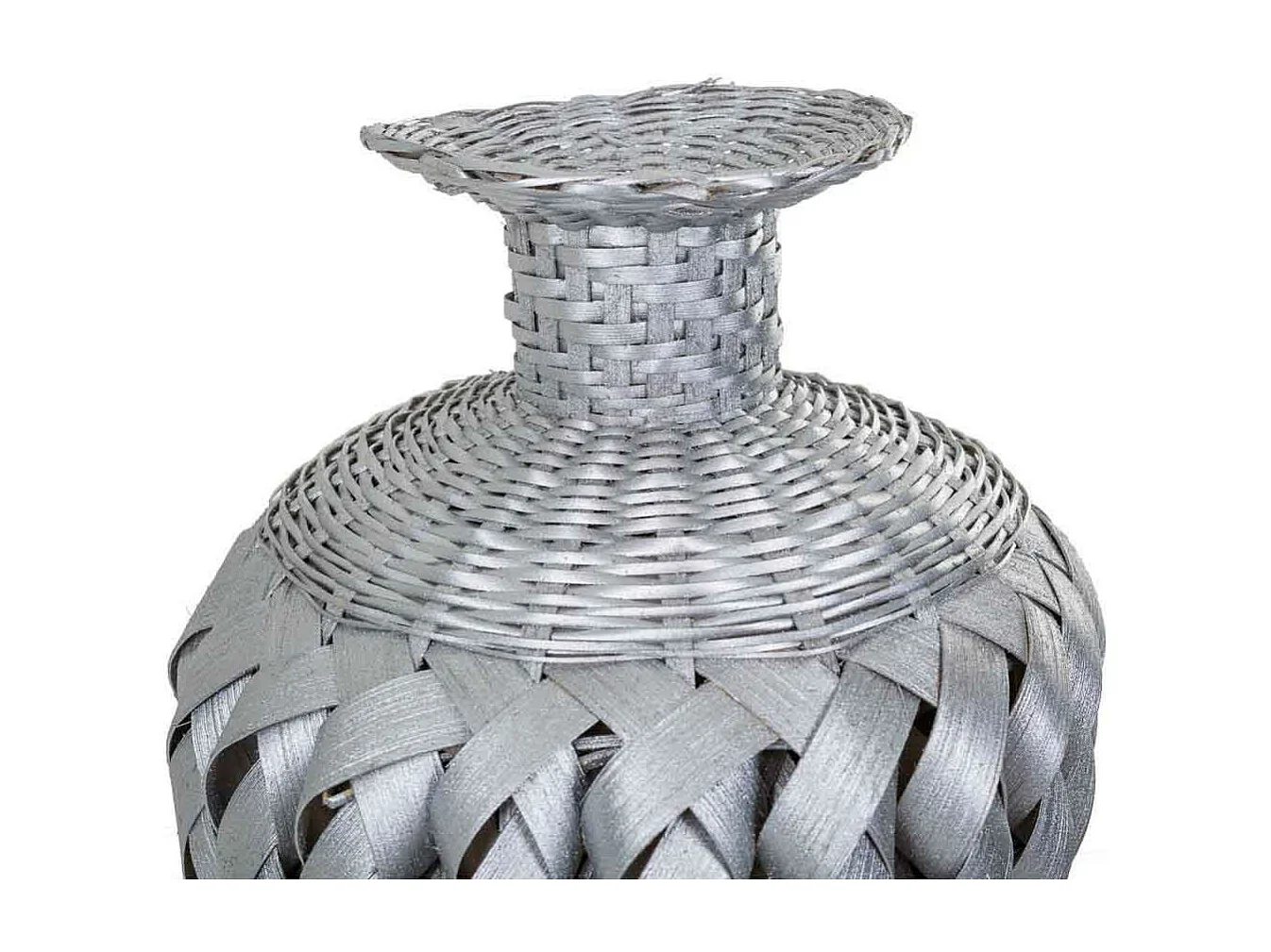 Vaso in bambù laccato argento 15x26x36h