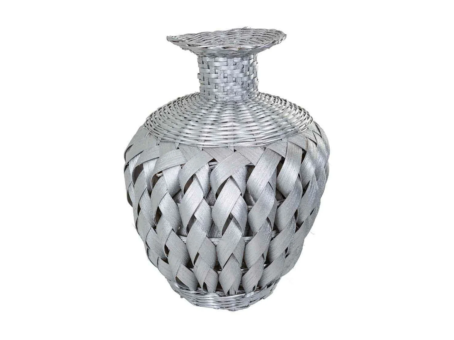 Vaso in bambù laccato argento 15x26x36h