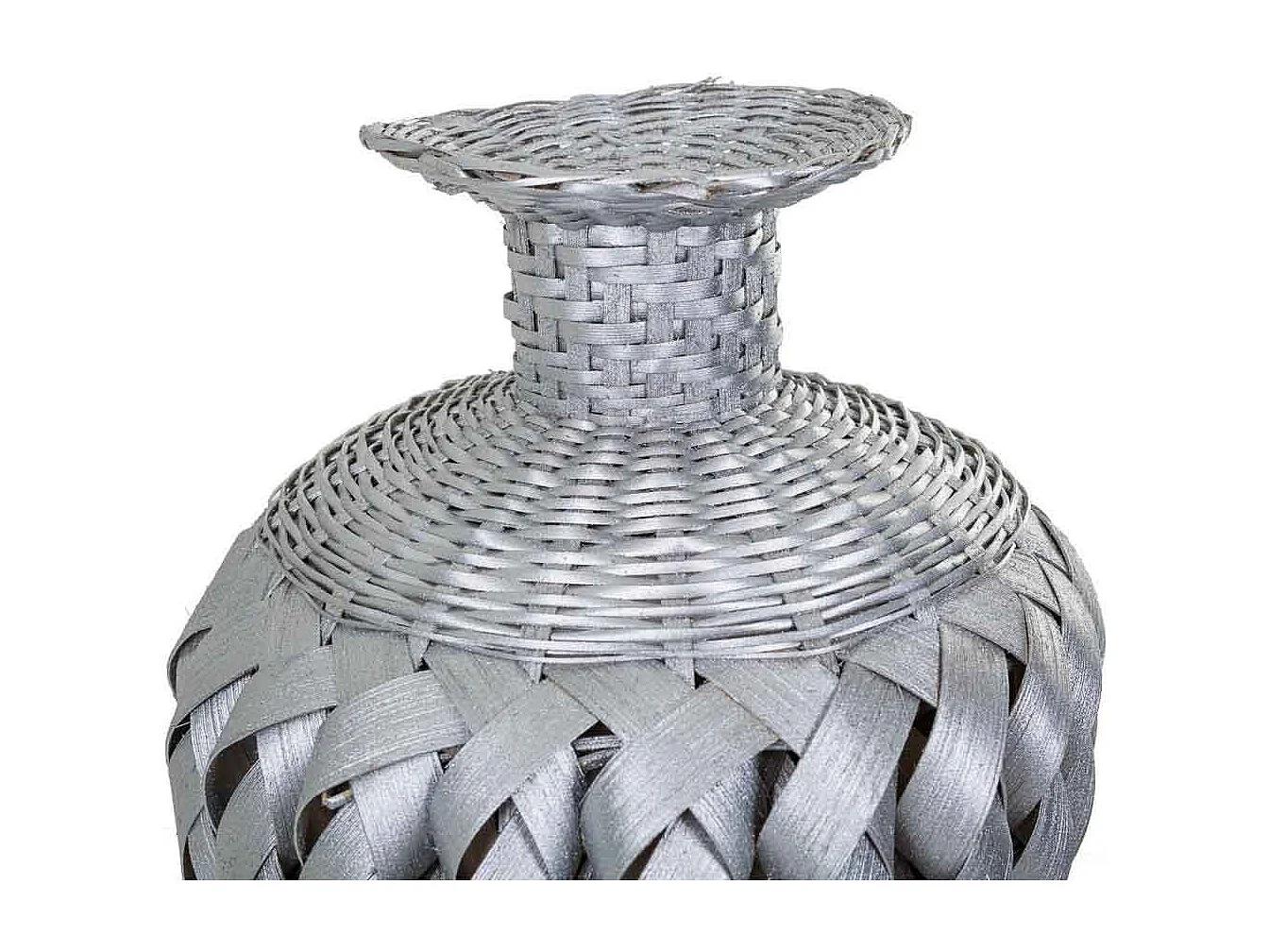 Silberlackierte Bambusvase 15x26x36h cm