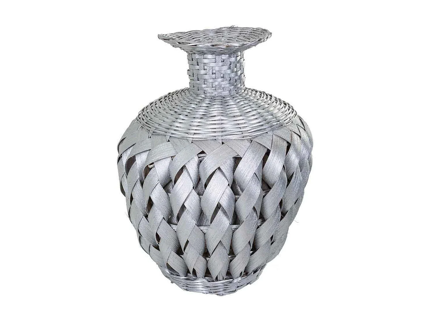 Silberlackierte Bambusvase 15x26x36h cm
