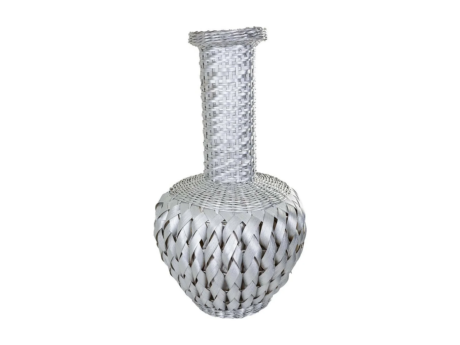 Silberlackierte Bambusvase 15x38x71h cm