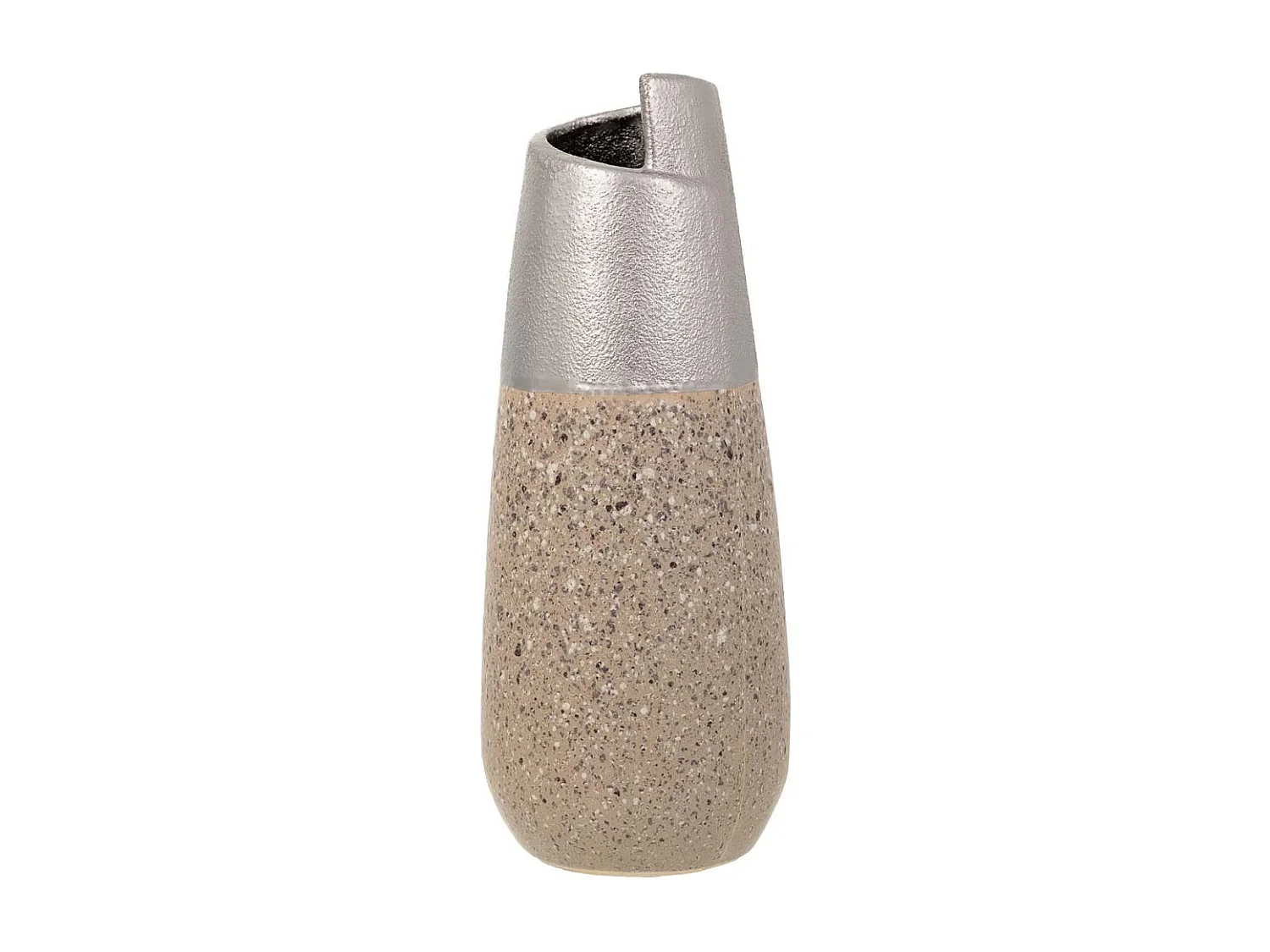 Vaso de cerâmica prateado 12,5x12,5x28