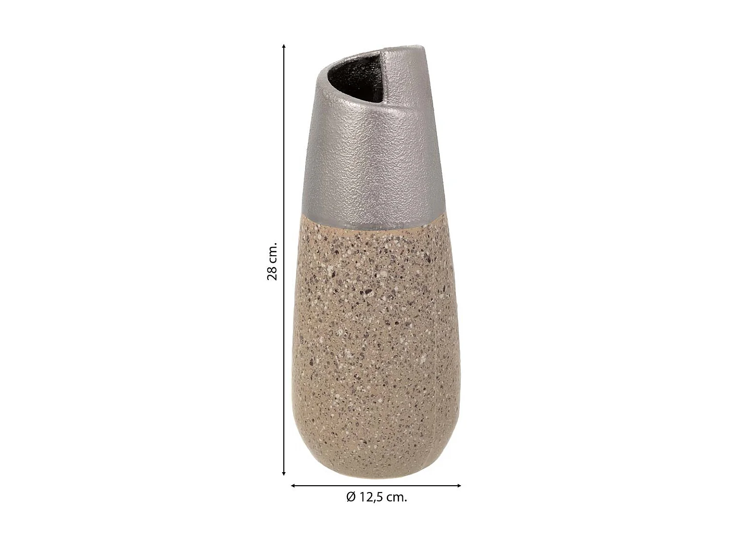 Silberne Keramikvase 12,5x12,5x28h cm