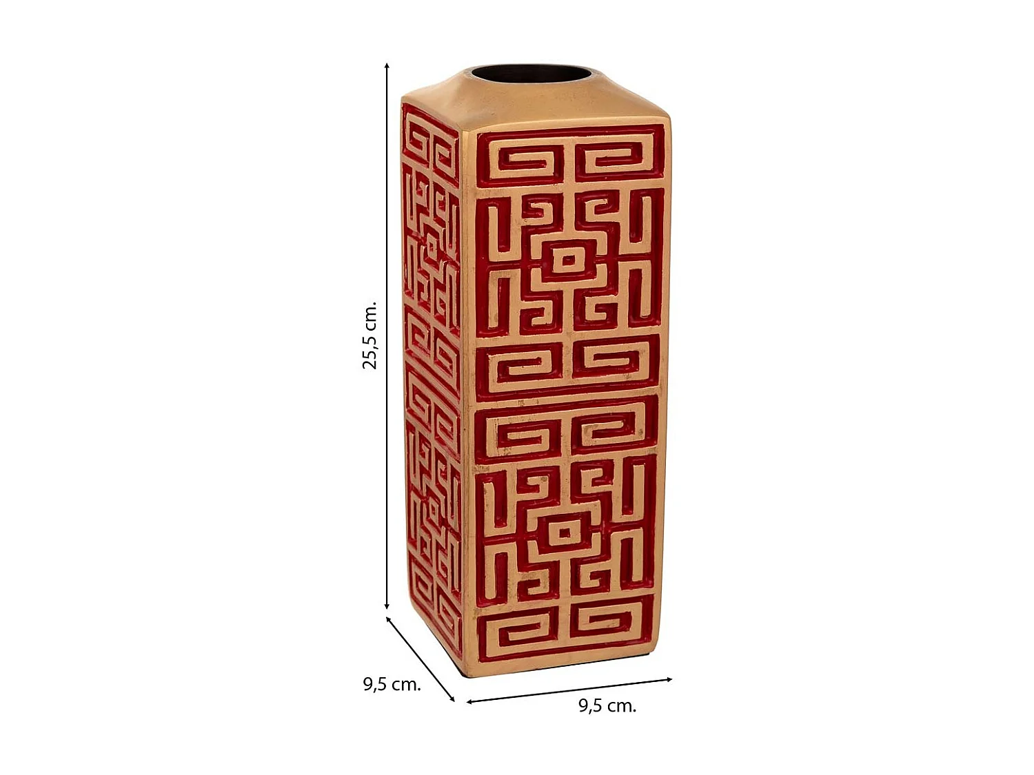 Vaso in poliresina rosso 9,5x9,5x25,5h cm