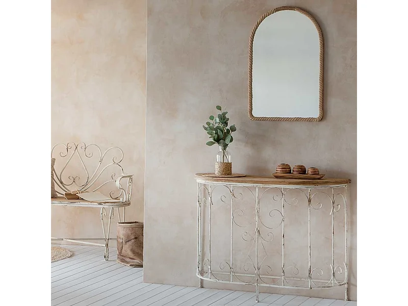 Glasvase und braunes Papierseil, T10,5 x 20 H cm