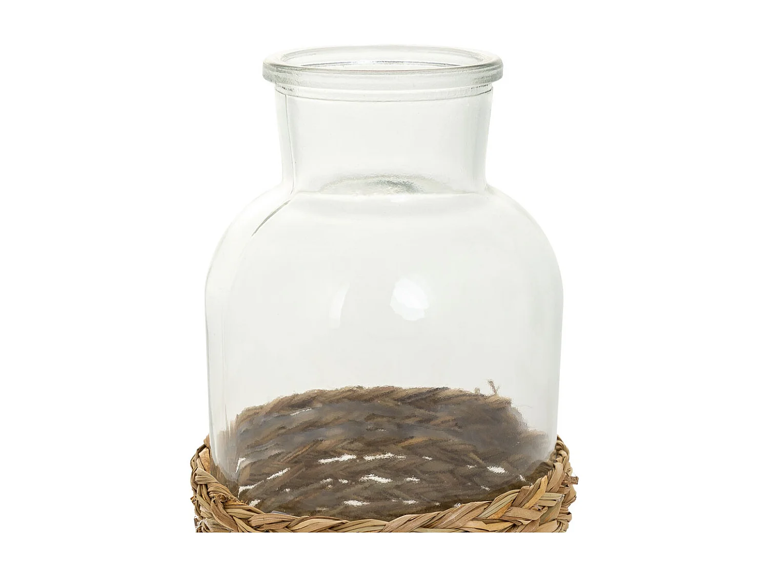 Vaso de vidro e corda de papel pardo d10,5x20