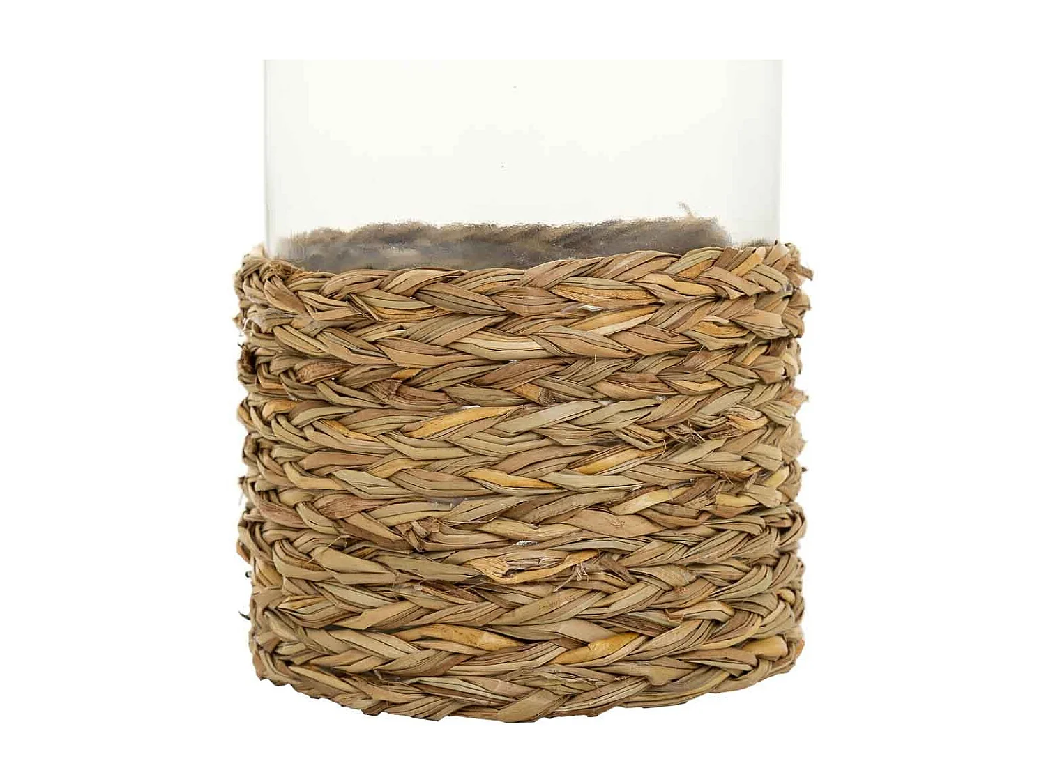 Vaso de vidro e corda de papel pardo d10,5x20