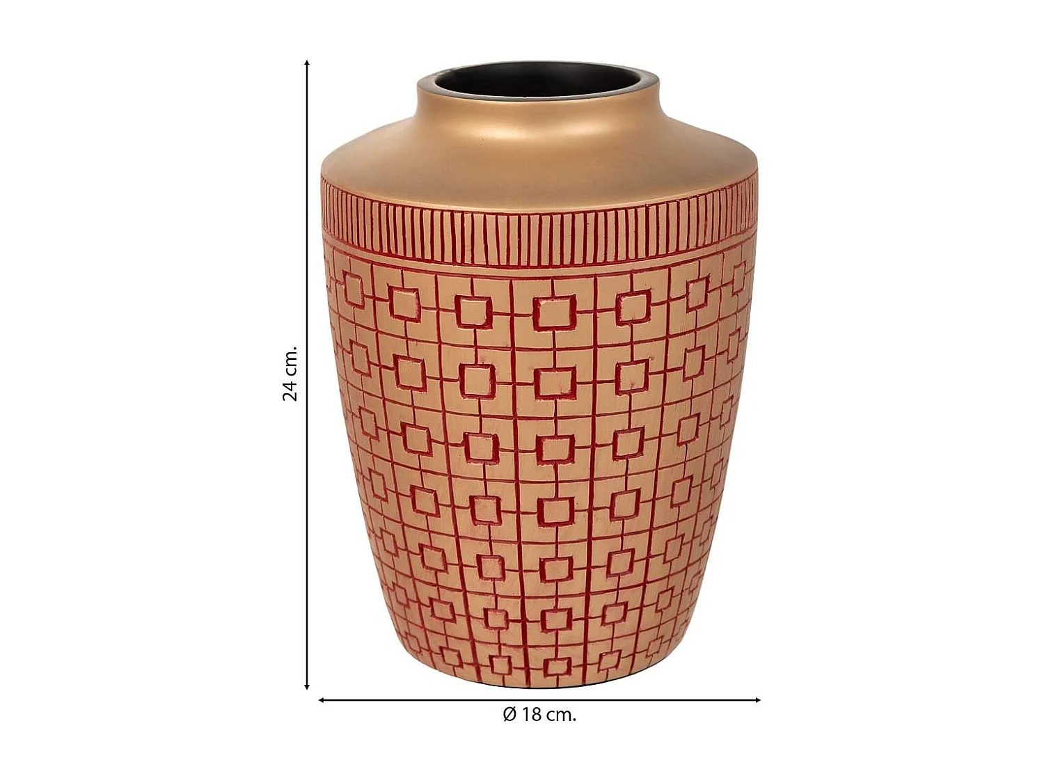 Vaso in poliresina rosso 18x18x24h cm