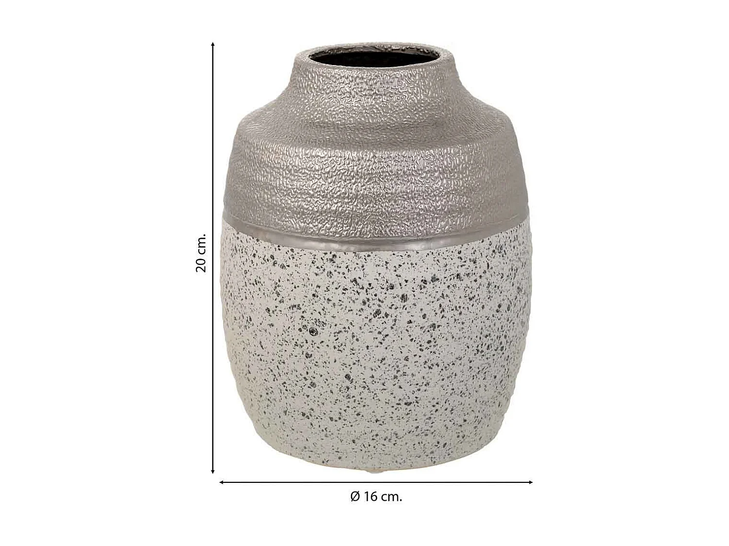 Silberne Keramikvase 16x16x20h cm