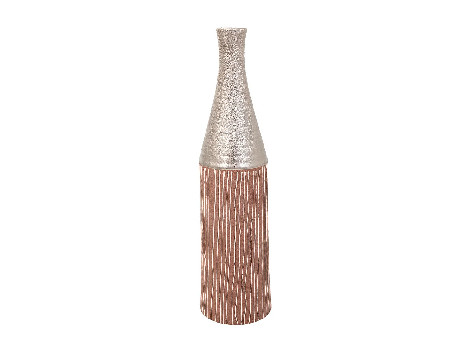 Silberne Keramikvase 13,5x13,5x53h cm