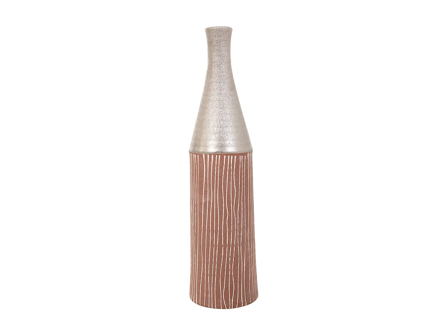 Silberne Keramikvase 13,5x13,5x53h cm