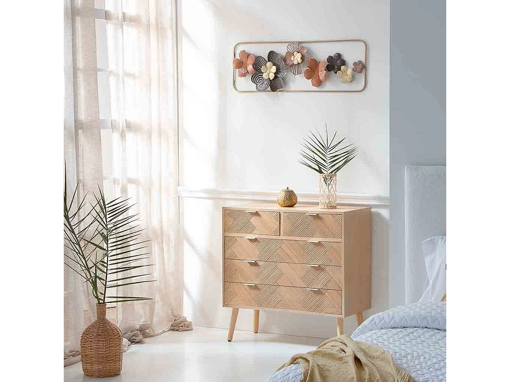 Vaso de vime marrom e vidro d10x20