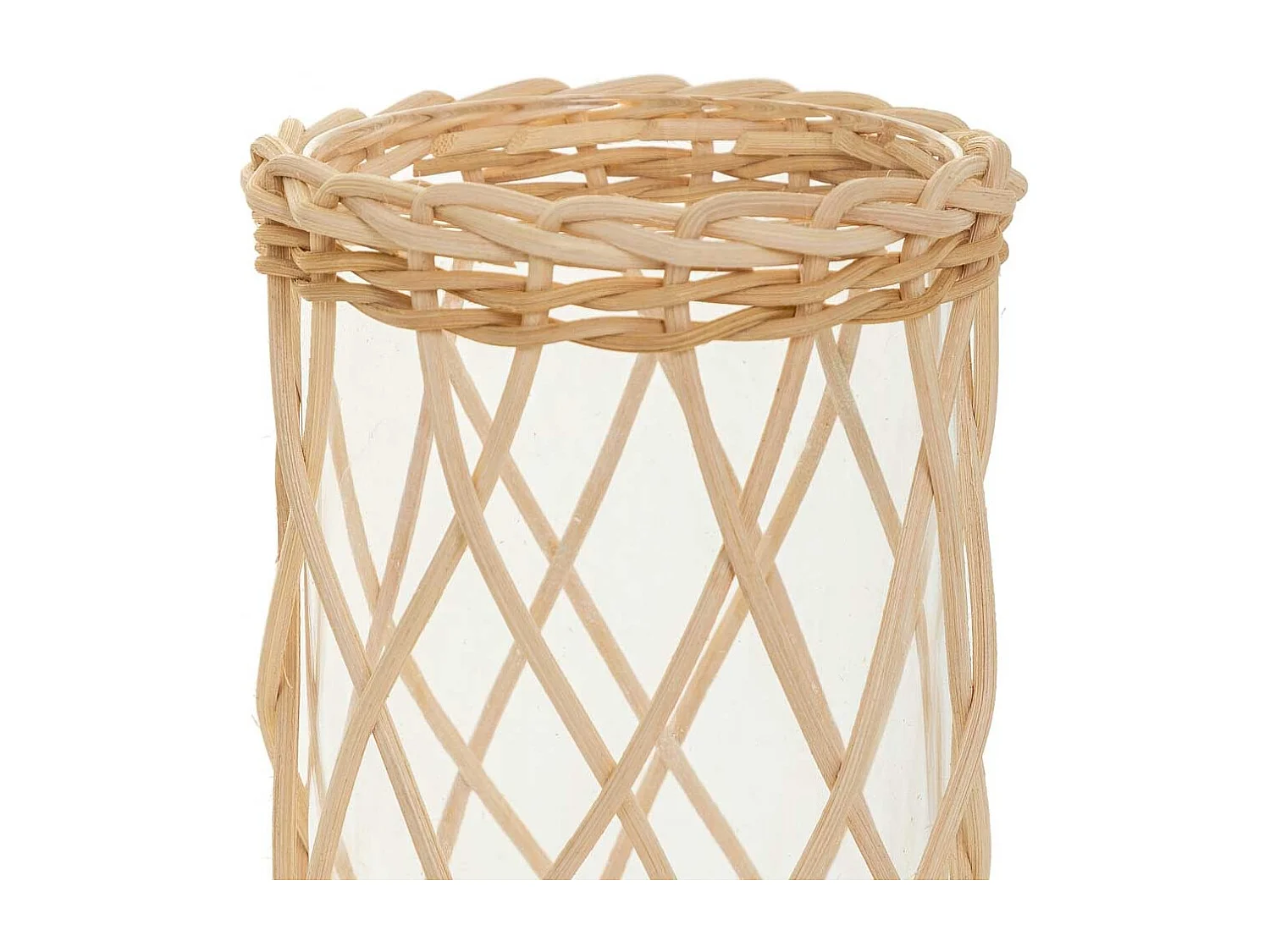 Vaso de vime marrom e vidro d10x20