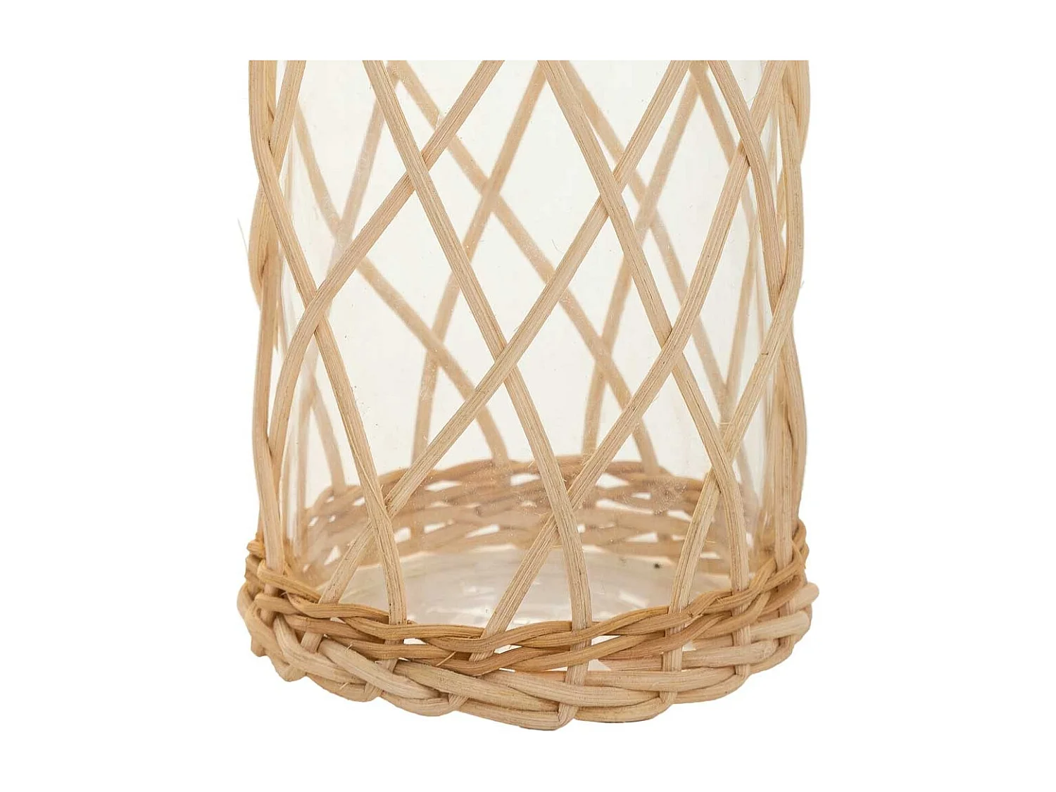 Vaso de vime marrom e vidro d10x20