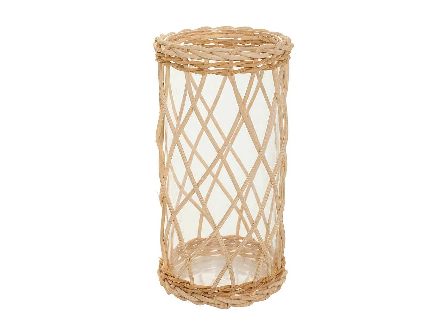 Vaso in rattan e vetro marrone d10x20h