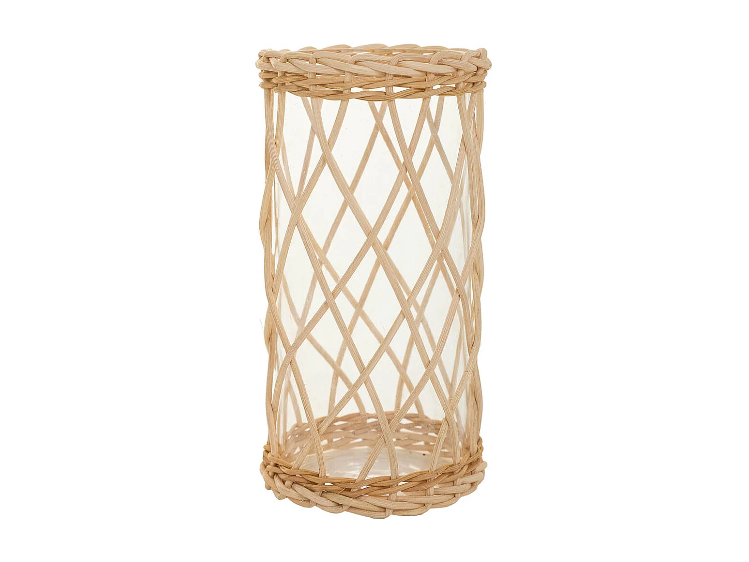 Vaso in rattan e vetro marrone d10x20h