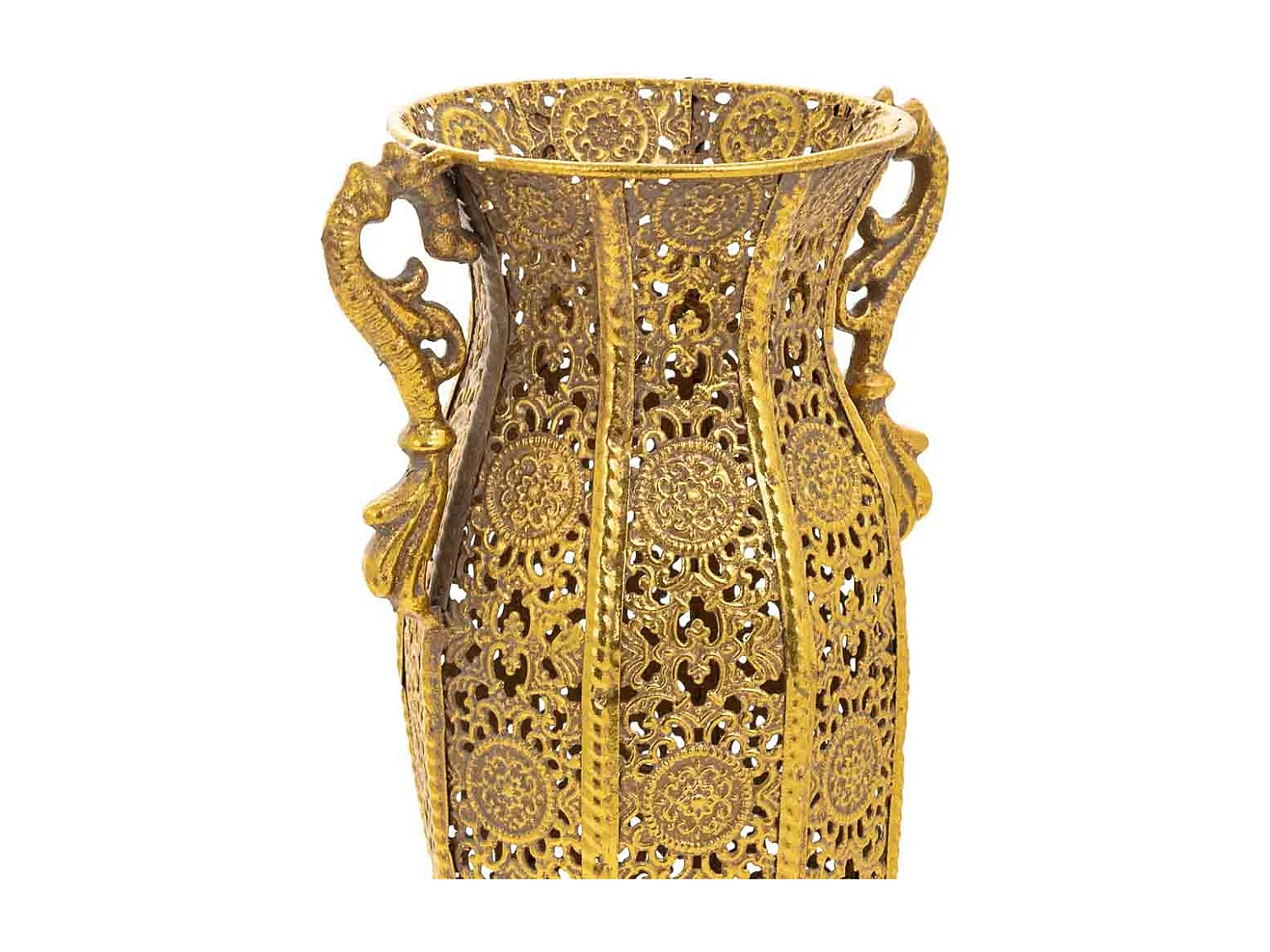 Vaso in metallo dorato 16x12x38,5h cm