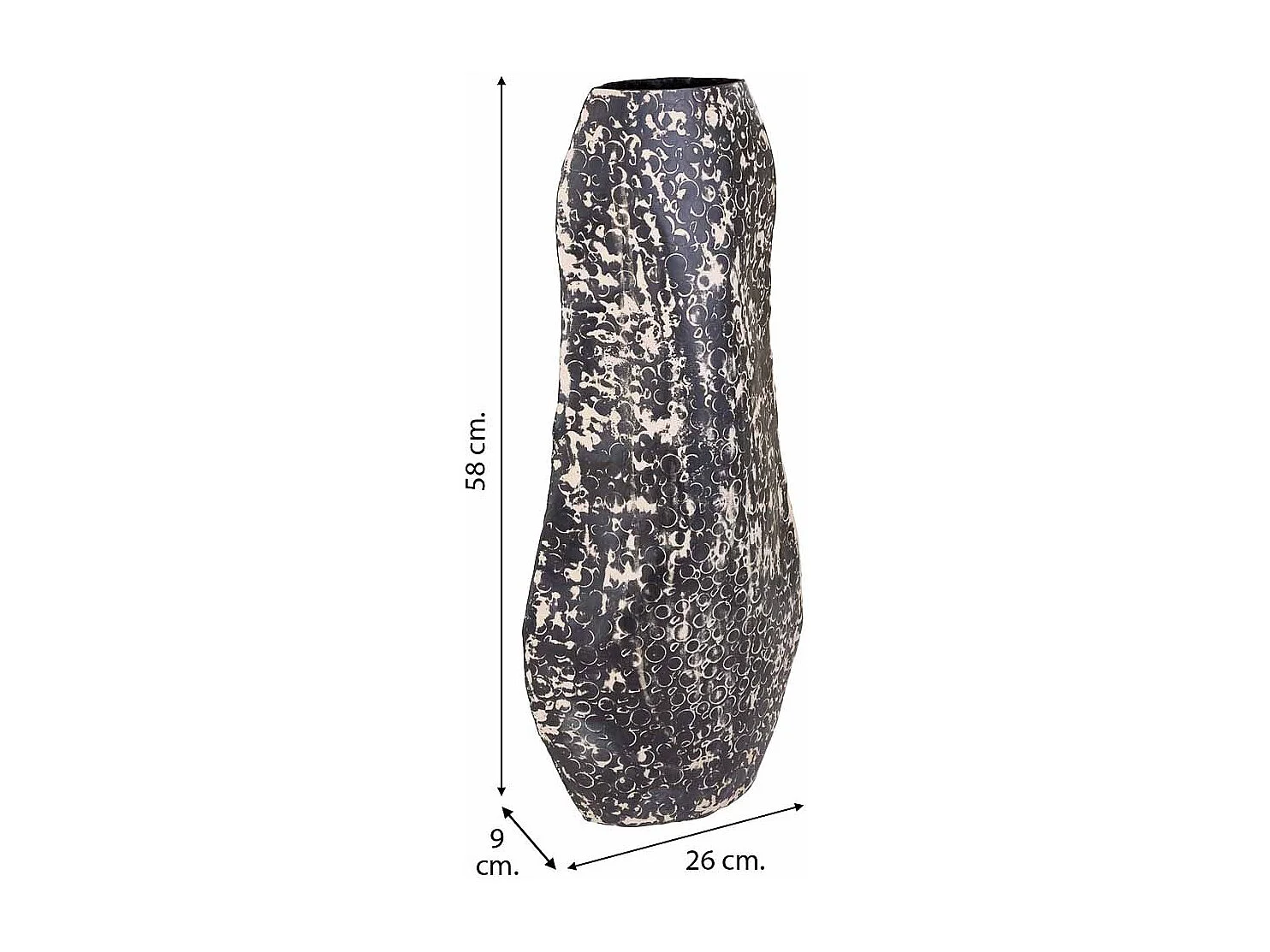 Schwarze Metallvase 26x09x58h cm