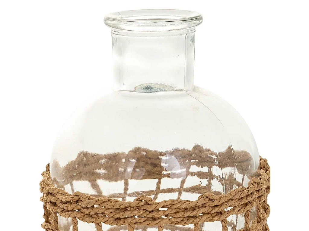 Glasvase und braunes Papierseil, T11x19,5h cm