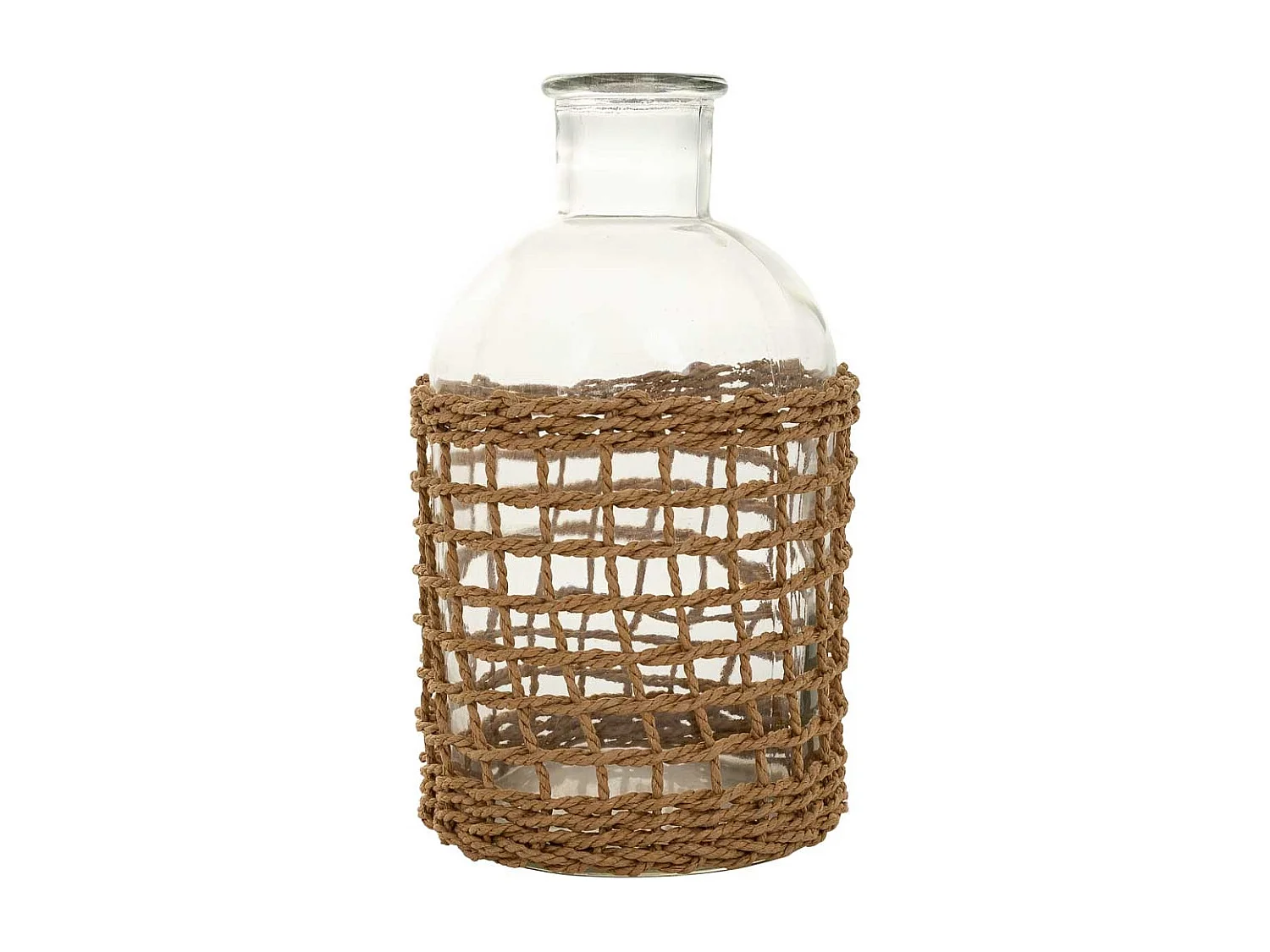 Vaso in vetro e corda in carta marrone d11x19,5h
