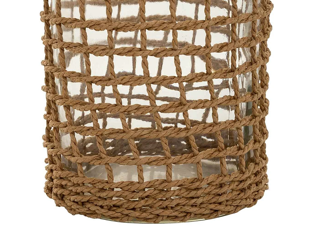 Vaso in vetro e corda in carta marrone d11x19,5h