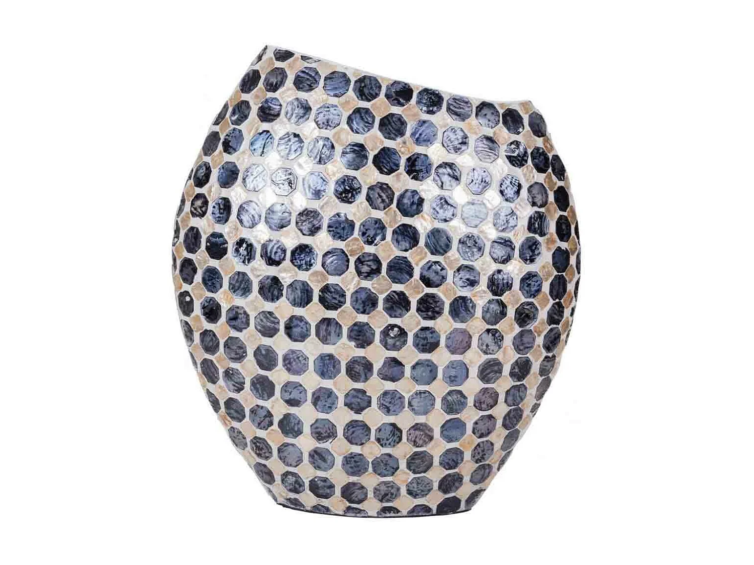 Vase aus Papierzellstoff mit schwarzem Capiz-Finish, 33 x 14,5 x 35 cm