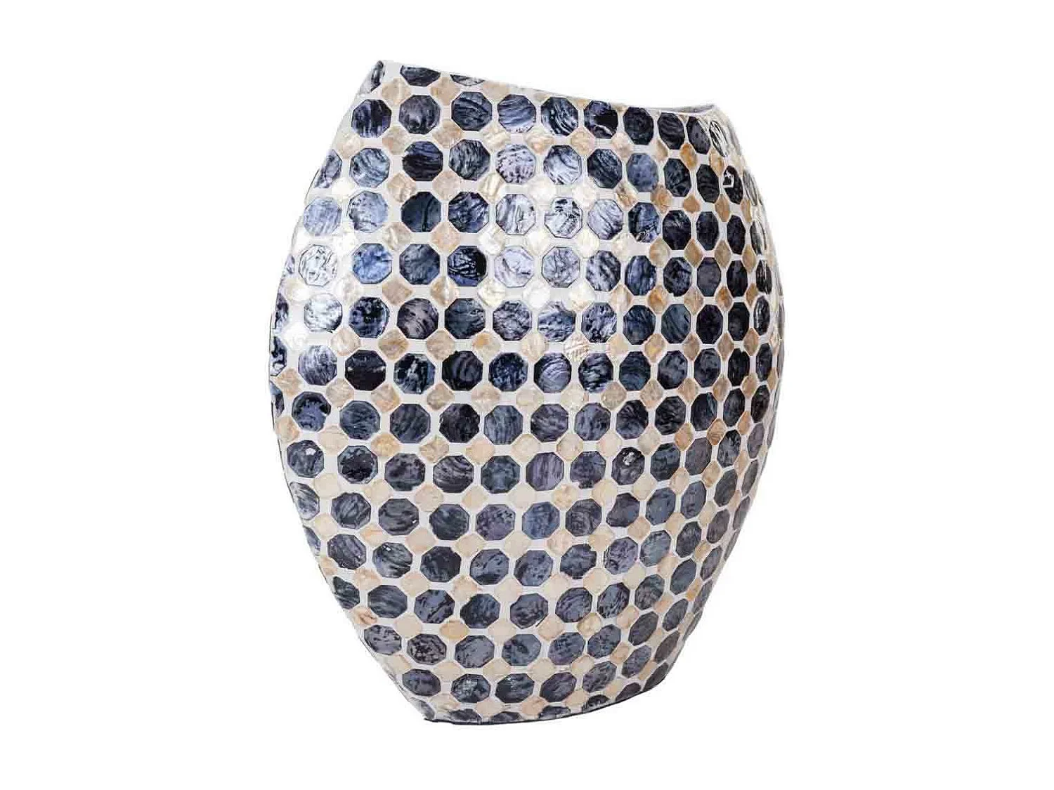 Vase aus Papierzellstoff mit schwarzem Capiz-Finish, 33 x 14,5 x 35 cm