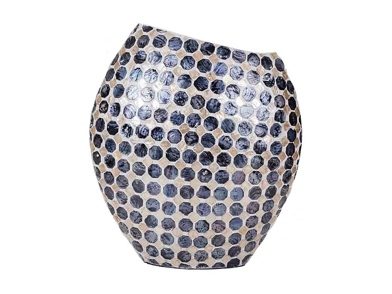 Vaso de celulose com acabamento em capiz preto 33x14,5x35