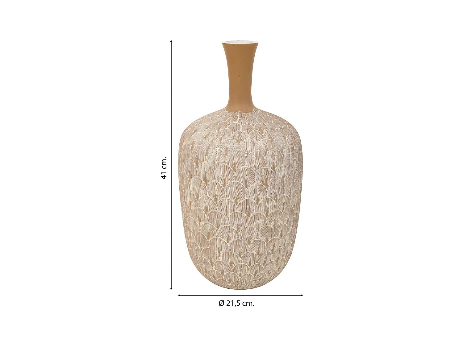 Jarrón de poliresina blanco 21,5x21,5x41