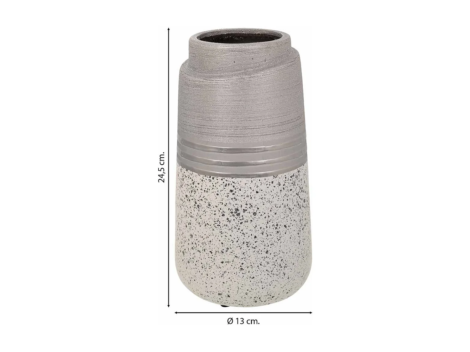Vaso in ceramica argento 13x13x24,5h