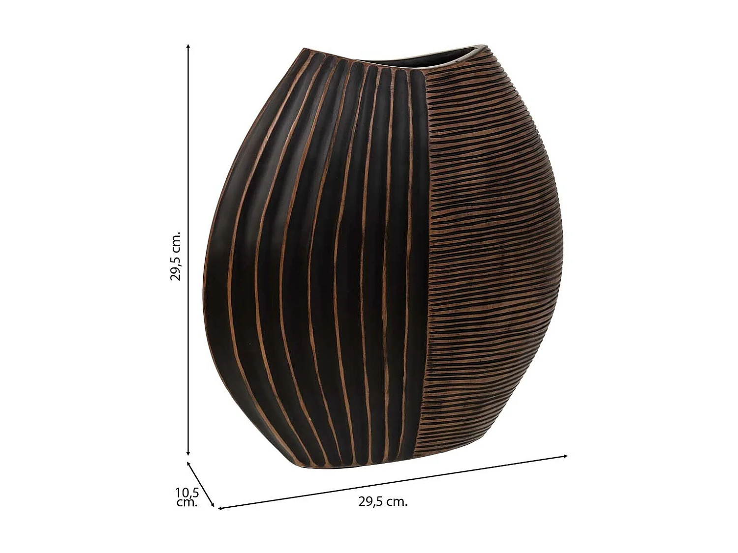 Vaso em poliresina marrom 29,5x10,5x29,5