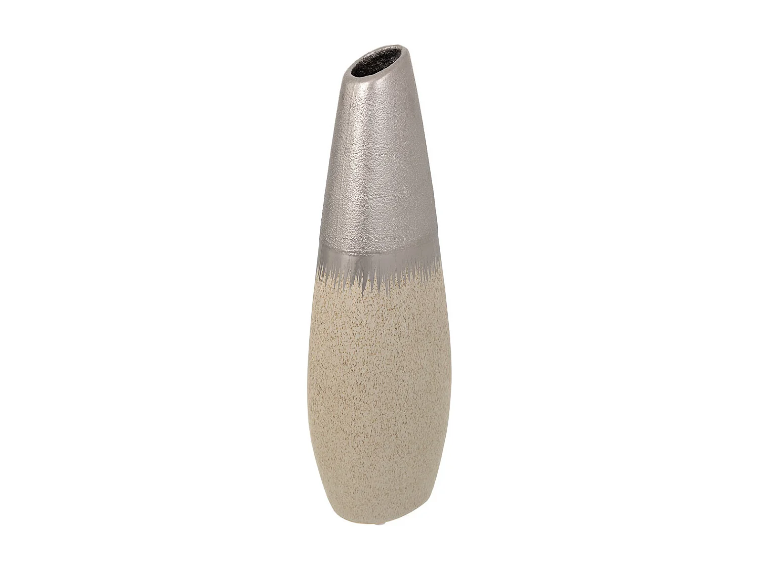 Silberne Keramikvase 12x7x35h cm