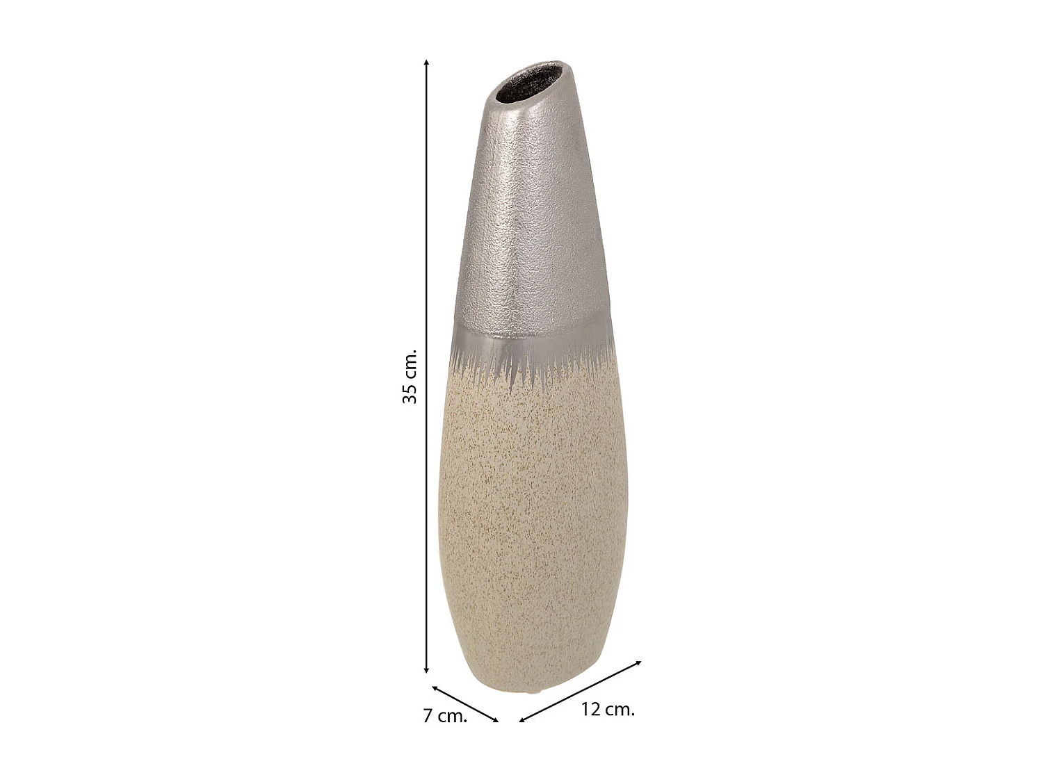 Silberne Keramikvase 12x7x35h cm