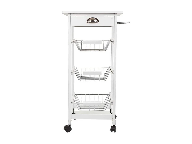 Carrello da cucina in legno bianco 40x37x82h