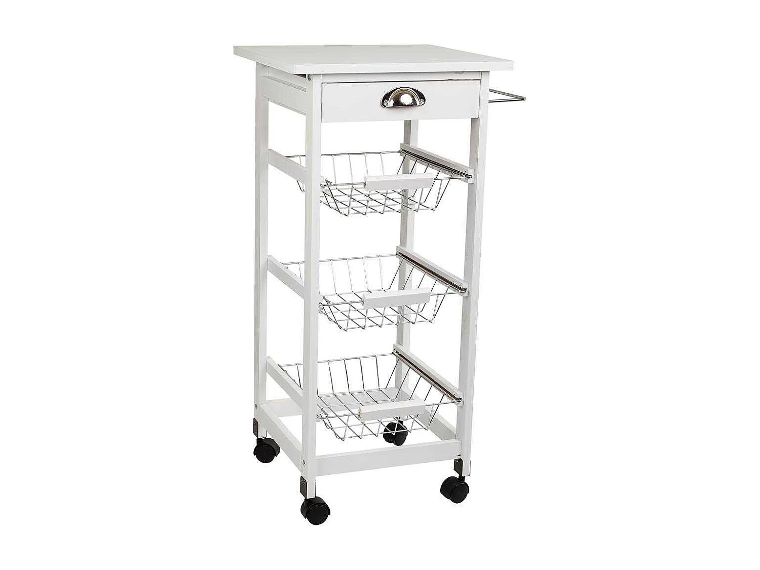 Carrello da cucina in legno bianco 40x37x82h