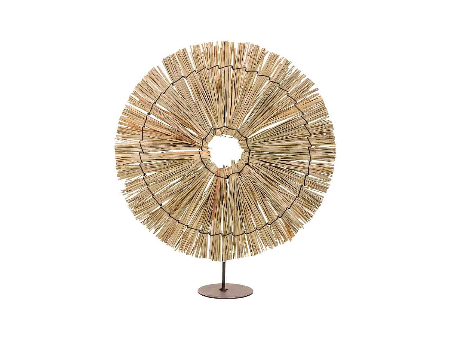Figura decorativa em fibra natural marrom 32x02x37