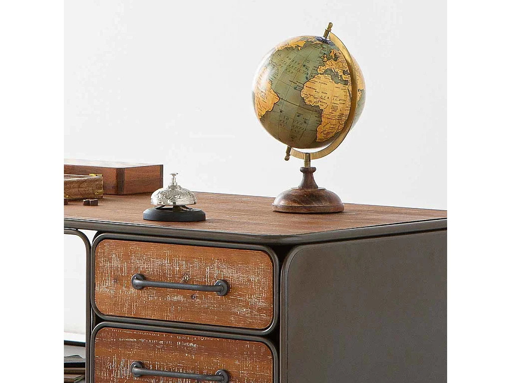 Mappamondo in plastica su base in legno marrone d15x20h