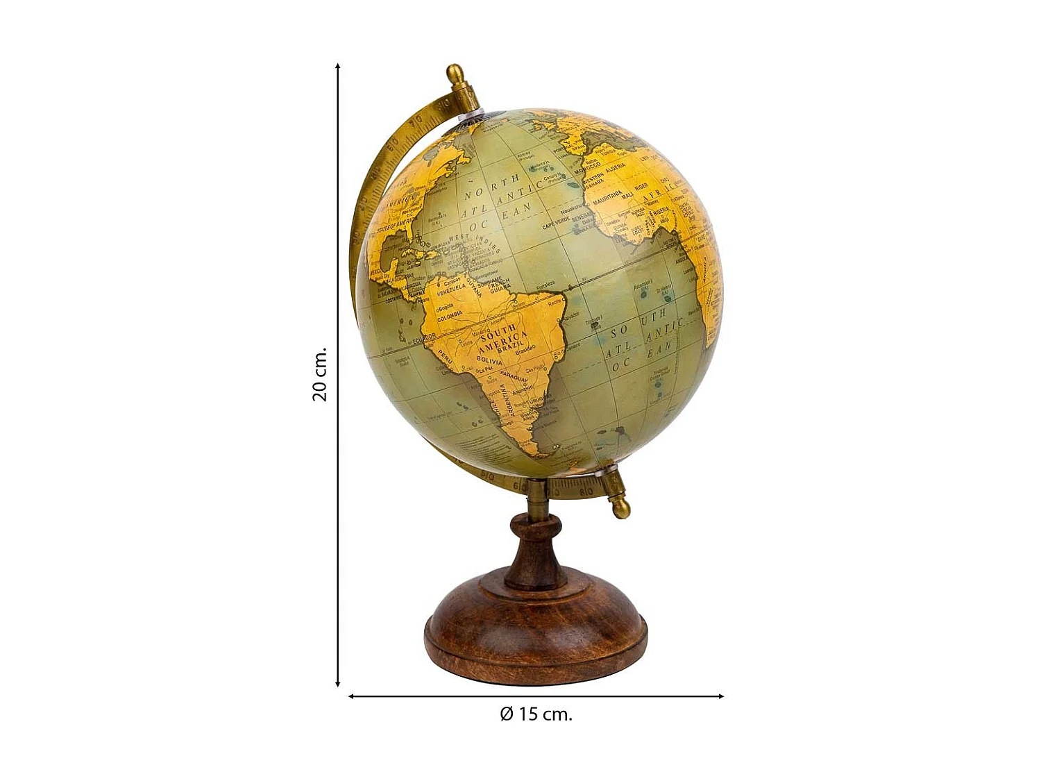 Mappamondo in plastica su base in legno marrone d15x20h