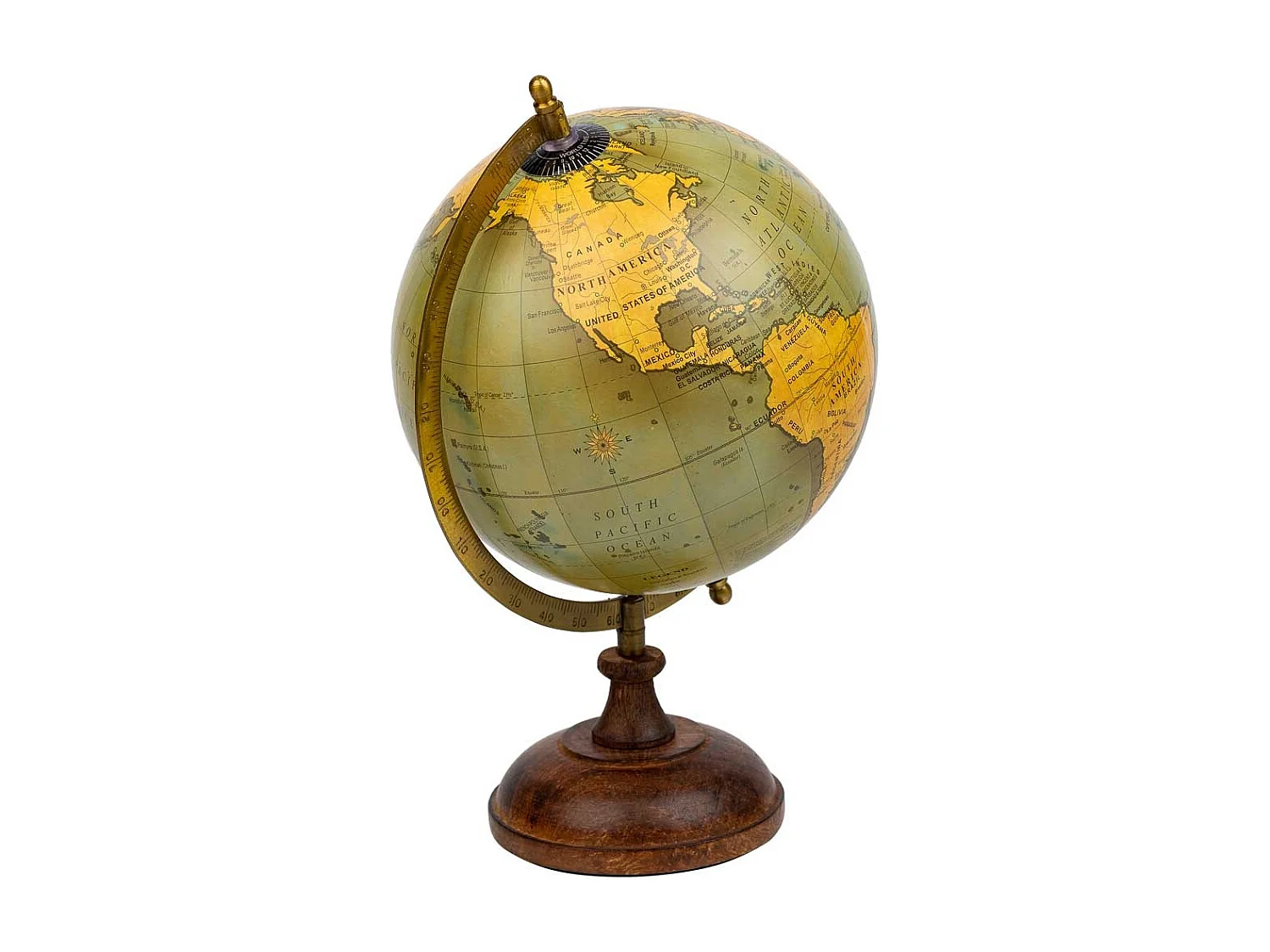 Mappamondo in plastica su base in legno marrone d15x20h