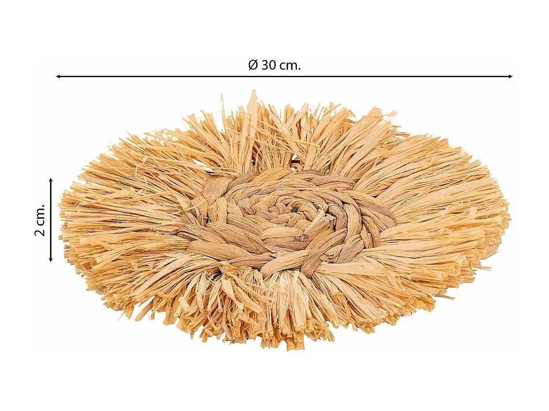 Braune Wanddekorationsfigur aus Naturfaser, D30x02h cm