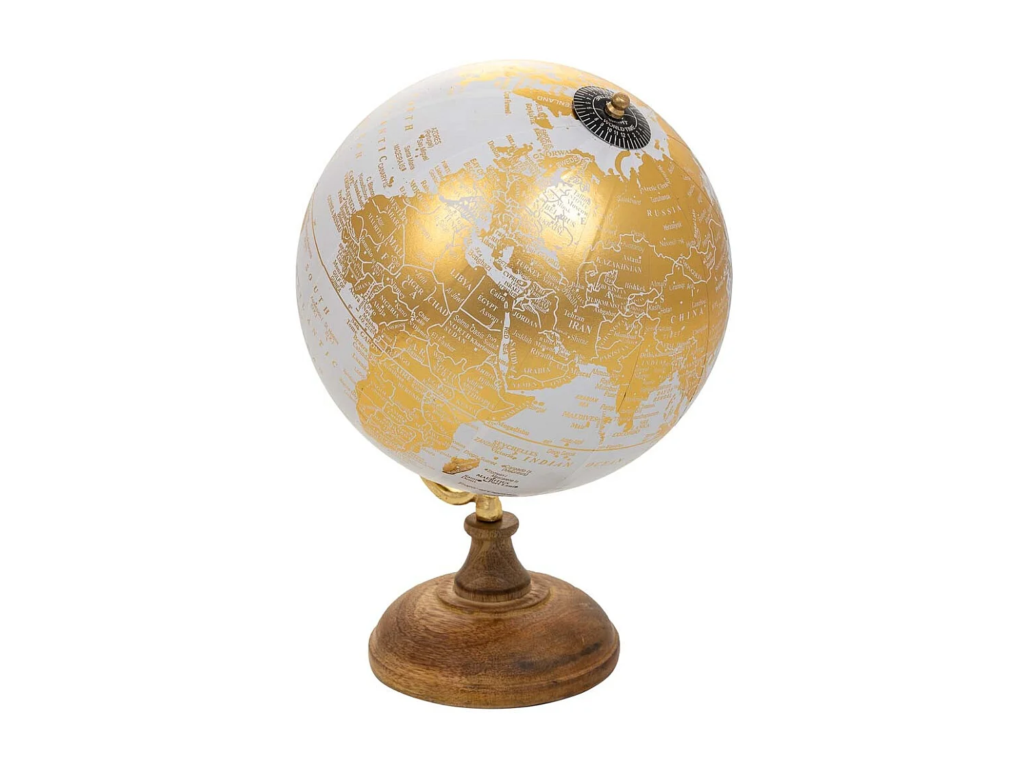 Mappamondo in plastica con base in legno marrone d15x20h