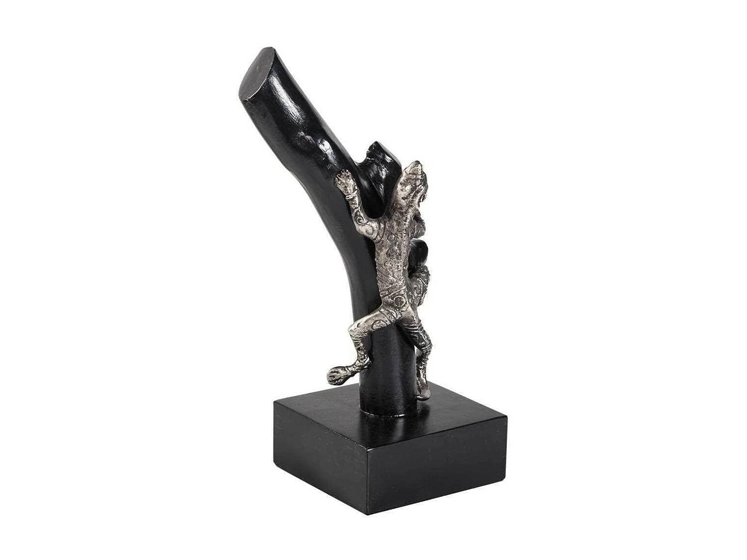 Eidechsenfigur aus Holz und Aluminium mit Ständer 13x17,5x32,5h cm