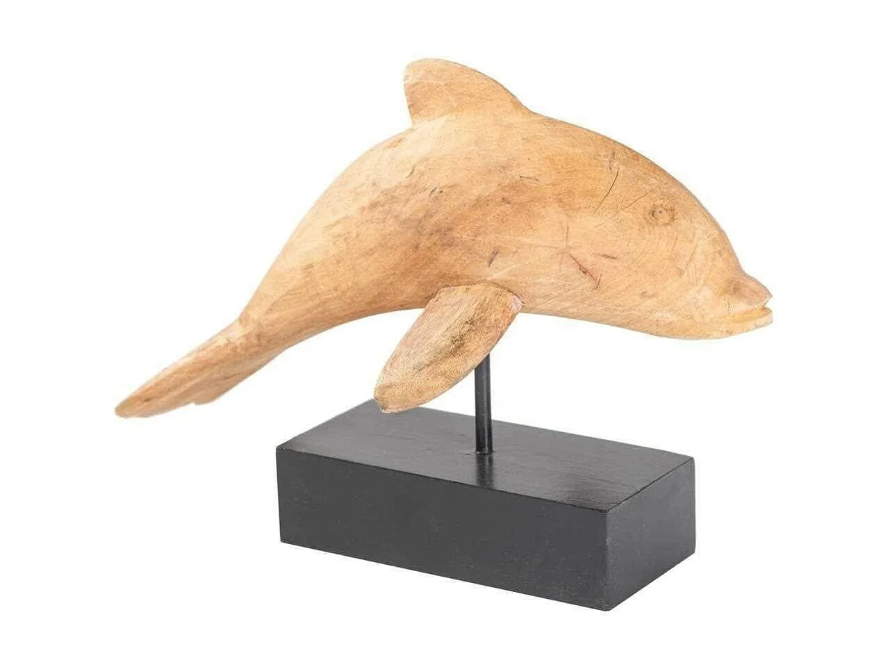 Holzfigur Delfin mit Ständer 35x17x27h cm