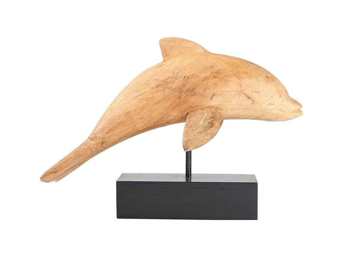 Figure de dauphin en bois avec support 35x17x27h