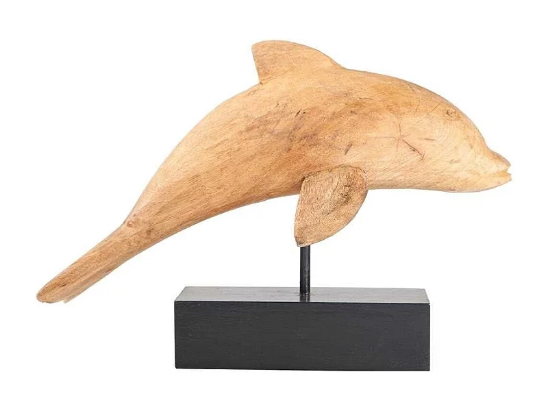 Figura de delfin de madera con soporte 35x17x27