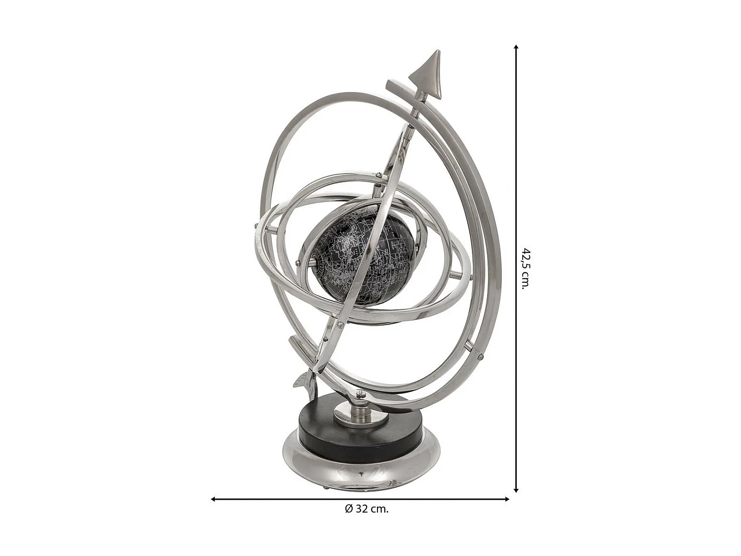 Sfera astrologica in argento d32x42,5h